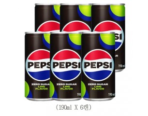 펩시콜라 제로 라임캔 190ml(6캔)