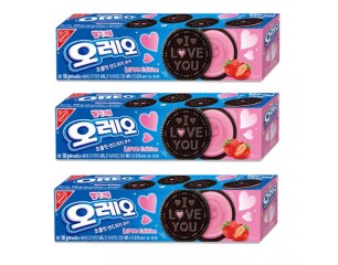 오레오 초콜릿 샌드위치쿠키 딸기크림 100g  3개